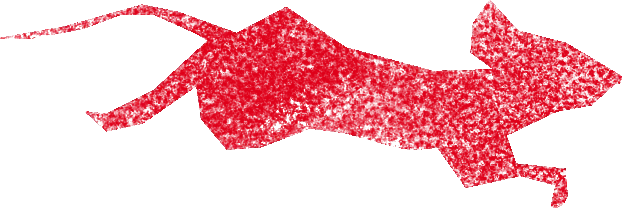 Red silhouette of a mouse symbolising animals used in research and the need for ethical science.