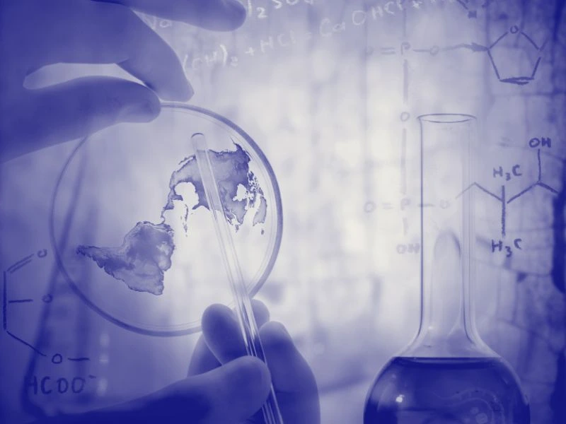 World map in a petri dish representing global scientific policy